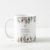 ウィンターホリデーズグリーナリー金ゴールドクロスボーイバプテスマ コーヒーマグカップ (左)