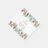 ウィンターホリデーズグリーナリー金ゴールドクロスボーイバプテスマ スタンダードカクテルナプキン (角)