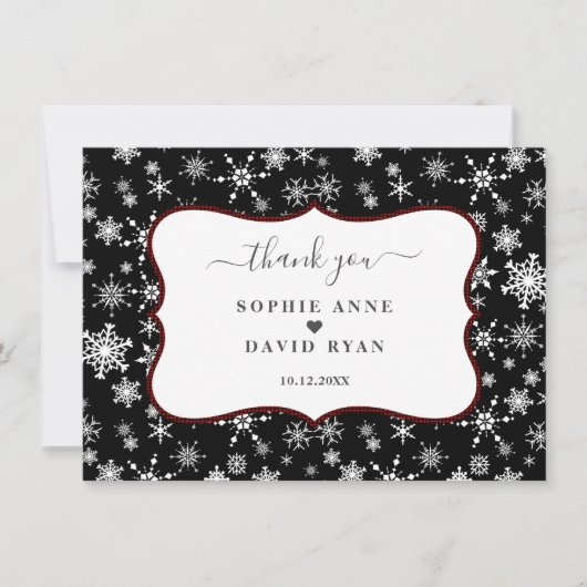 ウィンターホリデーズスノーフレークスレッドバッファロー結婚ズ サンキューカード (正面)