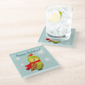 ウィンターホリデーズフクロウ ガラスコースター (アングル)