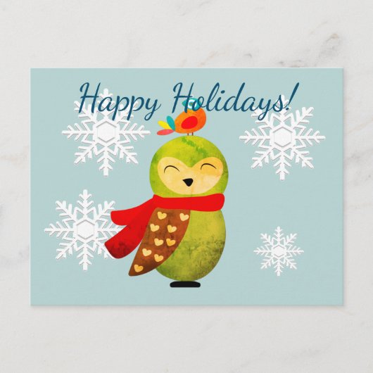 ウィンターホリデーズフクロウ ポストカード (正面)