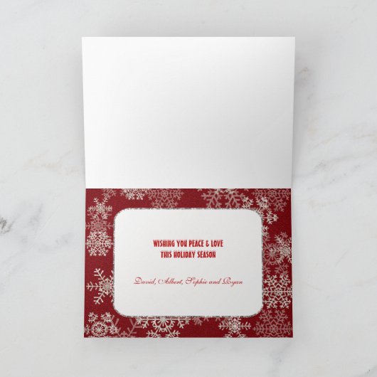 ウィンターホリデーズレッドグリッタースノーフレーク写真 シーズンカード (内部)