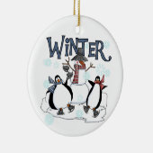 ウィンターホリデーズ雪だるまペンギンズアイススケートで滑る セラミックオーナメント (右)