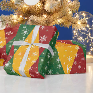 ウィンターホリデーダイヤモンドスノーフレーククリスマスパターン ラッピングペーパー