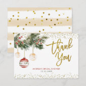ウィンターホリデーデッキザホールズブライダルシャワー サンキューカード (正面/裏面)