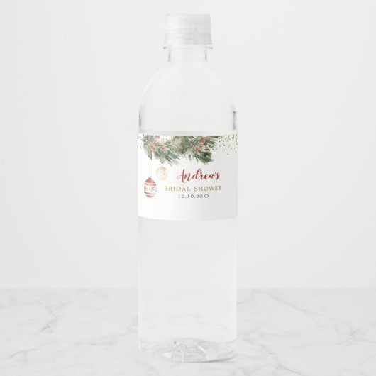 ウィンターホリデーデッキザホールズブライダルシャワー ペットボトルラベル (正面)