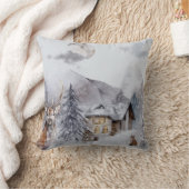 ウィンターホリデーナイトランドスケープウォーター色 クッション (ブランケット)