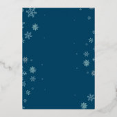ウィンターホリデーネイビーブルースノーフレーククリスマスパーティー 箔招待状 (裏面)