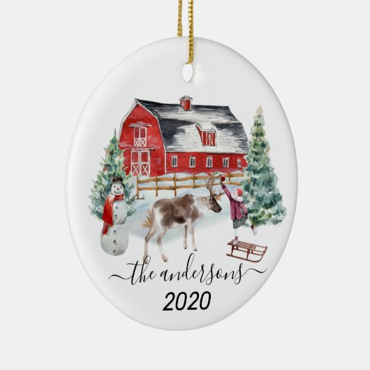 ウィンターホリデーバーントインデナーガール手書き名 セラミックオーナメント (右)