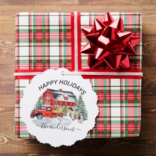 ウィンターホリデーバーンファームアニマルズ手書き名 オーナメントカード (インサイチュ (ギフト))