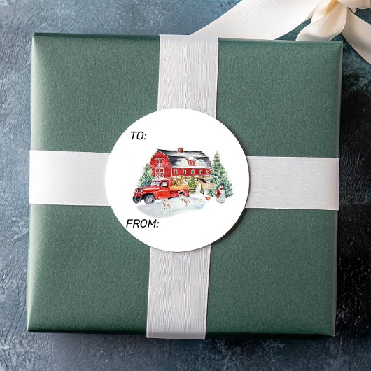 ウィンターホリデーバーンファームアニマルズ ラウンドシール