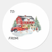 ウィンターホリデーバーンファームアニマルズ ラウンドシール (正面)