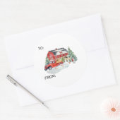 ウィンターホリデーバーンファームアニマルズ ラウンドシール (封筒)