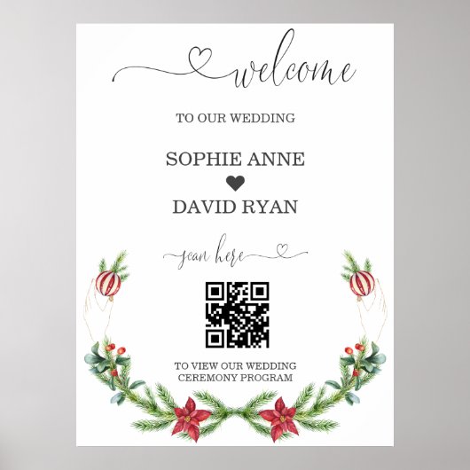 ウィンターホリデーパインコーンクリスマスウェルカムサイン ポスター (正面)