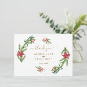 ウィンターホリデーパインコーンクリスマスボール結婚ズ サンキューカード (スタンド正面)