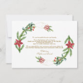 ウィンターホリデーパインコーンクリスマスボール結婚ズ サンキューカード (裏面)