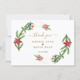 ウィンターホリデーパインコーンクリスマスボール結婚ズ サンキューカード