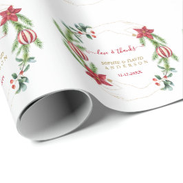 ウィンターホリデーパインコーンクリスマスボール結婚ズ ラッピングペーパー