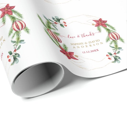 ウィンターホリデーパインコーンクリスマスボール結婚ズ ラッピングペーパー (ロールコーナー)