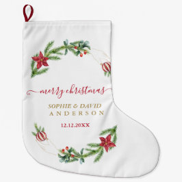 ウィンターホリデーパインコーンクリスマスボール結婚ズ ラージクリスマスストッキング