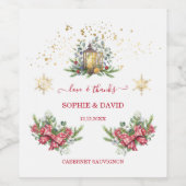 ウィンターホリデーパインコーンクリスマスボール結婚ズ ワインラベル (シングルラベル)