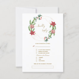 ウィンターホリデーパインコーンクリスマスボール結婚ズ 出欠カード