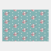 ウィンターホリデーピンクグリーン ラッピングペーパーシート (正面2)