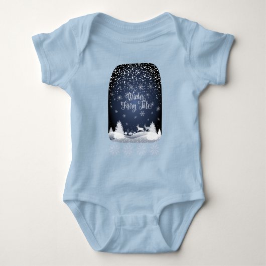 ウィンターホリデーフェアリーテーブルファンタジースノーウェイフォレスト ベビーボディスーツ (正面)