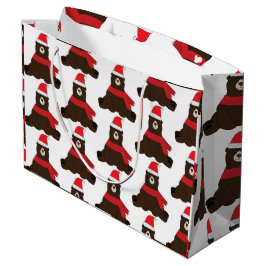 ウィンターホリデーブラウンベアーラージ抱き枕 ラージペーパーバッグ