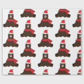 ウィンターホリデーブラウンベア ラッピングペーパー (フラット)