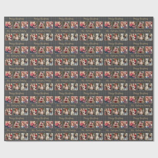 ウィンターホリデープレイドグレーカスタム金ゴールド6枚 ラッピングペーパー (フラット)