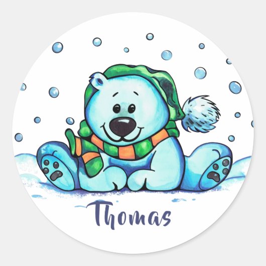 ウィンターホリデーベア ラウンドシール (正面)