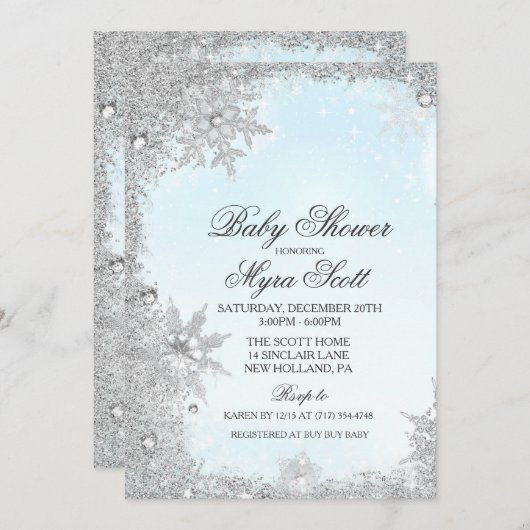ウィンターホリデーベビーシャワー招待状 招待状 (正面/裏面)
