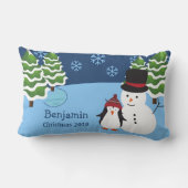 ウィンターホリデーペンギンと雪だるまクリスマス ランバークッション (裏面)