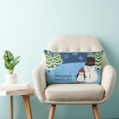 ウィンターホリデーペンギンと雪だるまクリスマス ランバークッション (椅子)