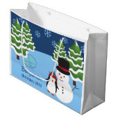 ウィンターホリデーペンギンと雪だるまクリスマス ラージペーパーバッグ (正面アングル)