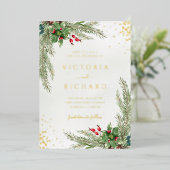ウィンターホリデーボタニカルグリーナリー結婚ズ 箔招待状 (立ち正面)