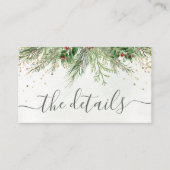 ウィンターホリデーボタニカルグリーンリーグリッター結婚ズ エンクロージャーカード (正面)
