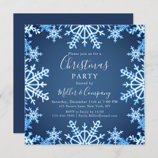 ウィンターホリデーモダンス企業のクリスマスパーティー 招待状 (正面/裏面)