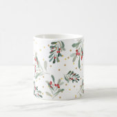 ウィンターホリデーモダンボタニカル金ゴールドモノグラム コーヒーマグカップ (中央)