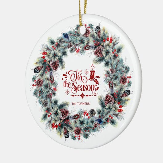 ウィンターホリデーリースティスザシーズンモノグラム セラミックオーナメント (左)