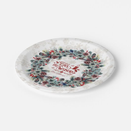 ウィンターホリデーリースティスザシーズンモノグラム ペーパープレート (アングル)