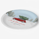 ウィンターホリデーレッドトラッククリスマスパーティー紙プラ ペーパープレート (アングル)