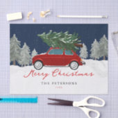 ウィンターホリデーレッドトラッククリスマスファミリーギフト 薄葉紙 (クラフト)