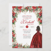 ウィンターホリデーレッドフローラエレガントキンセアニェラ 招待状 (正面)