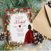 ウィンターホリデーレッドフローラエレガントキンセアニェラ 招待状