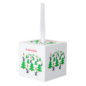 ウィンターホリデー格言クリスマスツリーズサンダー_コーブ キューブオーナメント (裏面アングル)