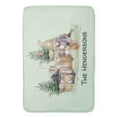 ウィンターホリデー格言素朴キャビン バスマット (正面縦)