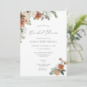 ウィンターホリデー素朴グリーンリーパインブライダルシャワー 招待状 (スタンド正面)