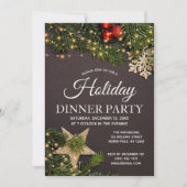 ウィンターホリデー素朴ライツパインディナーパーティー 招待状 (正面)